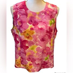 COURTENAY Women’s Multicolor Floral Sleeveless Tank Top - Size 16.  Zip Up Back